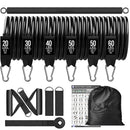 Barra de Treino com Kit de Faixas de Resistência – Bastão de Pilates e Yoga com Corda de Puxar, Expansor de Exercícios e Equipamento de Academia para Musculação em Casa.