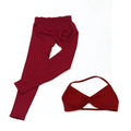 Conjunto de Yoga Feminino de 2 Peças VEQKING: Leggings de Academia Empina Bumbum (Hip Lift) Sem Costura e Top com Tiras Trançadas (Strappy), Costas Abertas, Frente Única (Halter) e Efeito Push Up