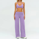 Conjunto Fitness Feminino: Agasalho de Academia Respirável – Top Esportivo e Calça Flare (Bailarina)