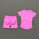 Conjunto Fitness Manga Curta e Short Seamless (2 Peças)