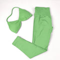 Conjunto de Yoga Feminino de 2 Peças VEQKING: Leggings de Academia Empina Bumbum (Hip Lift) Sem Costura e Top com Tiras Trançadas (Strappy), Costas Abertas, Frente Única (Halter) e Efeito Push Up