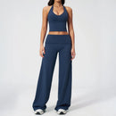 Conjunto Fitness Feminino: Agasalho de Academia Respirável – Top Esportivo e Calça Flare (Bailarina)
