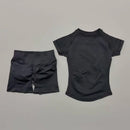 Conjunto Fitness Manga Curta e Short Seamless (2 Peças)