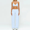 Conjunto Fitness Feminino: Agasalho de Academia Respirável – Top Esportivo e Calça Flare (Bailarina)