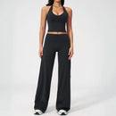 Conjunto Fitness Feminino: Agasalho de Academia Respirável – Top Esportivo e Calça Flare (Bailarina)