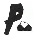 Conjunto de Yoga Feminino de 2 Peças VEQKING: Leggings de Academia Empina Bumbum (Hip Lift) Sem Costura e Top com Tiras Trançadas (Strappy), Costas Abertas, Frente Única (Halter) e Efeito Push Up