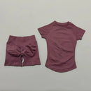 Conjunto Fitness Manga Curta e Short Seamless (2 Peças)