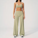 Conjunto Fitness Feminino: Agasalho de Academia Respirável – Top Esportivo e Calça Flare (Bailarina)