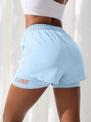 Shorts de Yoga Feminino de Cós Alto com Controle de Proximidade Elástico: Shorts de Corrida, Calça Dois em Um (Falso Duas Peças)