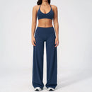 Conjunto Fitness Feminino: Agasalho de Academia Respirável – Top Esportivo e Calça Flare (Bailarina)