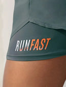 Shorts de Yoga Feminino de Cós Alto com Controle de Proximidade Elástico: Shorts de Corrida, Calça Dois em Um (Falso Duas Peças)