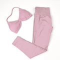 Conjunto de Yoga Feminino de 2 Peças VEQKING: Leggings de Academia Empina Bumbum (Hip Lift) Sem Costura e Top com Tiras Trançadas (Strappy), Costas Abertas, Frente Única (Halter) e Efeito Push Up