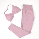 Conjunto de Yoga Feminino de 2 Peças VEQKING: Leggings de Academia Empina Bumbum (Hip Lift) Sem Costura e Top com Tiras Trançadas (Strappy), Costas Abertas, Frente Única (Halter) e Efeito Push Up