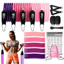 Barra de Treino com Kit de Faixas de Resistência – Bastão de Pilates e Yoga com Corda de Puxar, Expansor de Exercícios e Equipamento de Academia para Musculação em Casa.