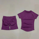 Conjunto Fitness Manga Curta e Short Seamless (2 Peças)