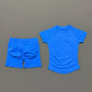 Conjunto Fitness Manga Curta e Short Seamless (2 Peças)
