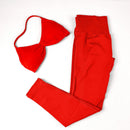 Conjunto de Yoga Feminino de 2 Peças VEQKING: Leggings de Academia Empina Bumbum (Hip Lift) Sem Costura e Top com Tiras Trançadas (Strappy), Costas Abertas, Frente Única (Halter) e Efeito Push Up