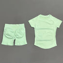 Conjunto Fitness Manga Curta e Short Seamless (2 Peças)