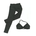 Conjunto de Yoga Feminino de 2 Peças VEQKING: Leggings de Academia Empina Bumbum (Hip Lift) Sem Costura e Top com Tiras Trançadas (Strappy), Costas Abertas, Frente Única (Halter) e Efeito Push Up
