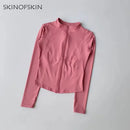 Blusa Esportiva Feminina para Atividades ao Ar Livre: Jaqueta Slim de Manga Longa para Yoga