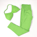 Conjunto de Yoga Feminino de 2 Peças VEQKING: Leggings de Academia Empina Bumbum (Hip Lift) Sem Costura e Top com Tiras Trançadas (Strappy), Costas Abertas, Frente Única (Halter) e Efeito Push Up