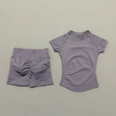 Conjunto Fitness Manga Curta e Short Seamless (2 Peças)