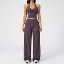 Conjunto Fitness Feminino: Agasalho de Academia Respirável – Top Esportivo e Calça Flare (Bailarina)
