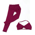 Conjunto de Yoga Feminino de 2 Peças VEQKING: Leggings de Academia Empina Bumbum (Hip Lift) Sem Costura e Top com Tiras Trançadas (Strappy), Costas Abertas, Frente Única (Halter) e Efeito Push Up