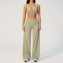 Conjunto Fitness Feminino: Agasalho de Academia Respirável – Top Esportivo e Calça Flare (Bailarina)
