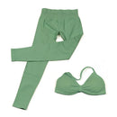 Conjunto de Yoga Feminino de 2 Peças VEQKING: Leggings de Academia Empina Bumbum (Hip Lift) Sem Costura e Top com Tiras Trançadas (Strappy), Costas Abertas, Frente Única (Halter) e Efeito Push Up