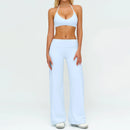 Conjunto Fitness Feminino: Agasalho de Academia Respirável – Top Esportivo e Calça Flare (Bailarina)