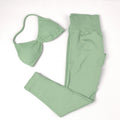 Conjunto de Yoga Feminino de 2 Peças VEQKING: Leggings de Academia Empina Bumbum (Hip Lift) Sem Costura e Top com Tiras Trançadas (Strappy), Costas Abertas, Frente Única (Halter) e Efeito Push Up