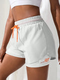 Shorts de Yoga Feminino de Cós Alto com Controle de Proximidade Elástico: Shorts de Corrida, Calça Dois em Um (Falso Duas Peças)