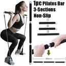 Barra de Treino com Kit de Faixas de Resistência – Bastão de Pilates e Yoga com Corda de Puxar, Expansor de Exercícios e Equipamento de Academia para Musculação em Casa.