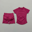 Conjunto Fitness Manga Curta e Short Seamless (2 Peças)