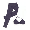Conjunto de Yoga Feminino de 2 Peças VEQKING: Leggings de Academia Empina Bumbum (Hip Lift) Sem Costura e Top com Tiras Trançadas (Strappy), Costas Abertas, Frente Única (Halter) e Efeito Push Up