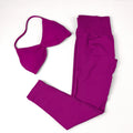 Conjunto de Yoga Feminino de 2 Peças VEQKING: Leggings de Academia Empina Bumbum (Hip Lift) Sem Costura e Top com Tiras Trançadas (Strappy), Costas Abertas, Frente Única (Halter) e Efeito Push Up