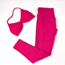 Conjunto de Yoga Feminino de 2 Peças VEQKING: Leggings de Academia Empina Bumbum (Hip Lift) Sem Costura e Top com Tiras Trançadas (Strappy), Costas Abertas, Frente Única (Halter) e Efeito Push Up