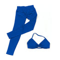 Conjunto de Yoga Feminino de 2 Peças VEQKING: Leggings de Academia Empina Bumbum (Hip Lift) Sem Costura e Top com Tiras Trançadas (Strappy), Costas Abertas, Frente Única (Halter) e Efeito Push Up