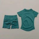 Conjunto Fitness Manga Curta e Short Seamless (2 Peças)