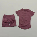 Conjunto Fitness Manga Curta e Short Seamless (2 Peças)