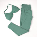 Conjunto de Yoga Feminino de 2 Peças VEQKING: Leggings de Academia Empina Bumbum (Hip Lift) Sem Costura e Top com Tiras Trançadas (Strappy), Costas Abertas, Frente Única (Halter) e Efeito Push Up