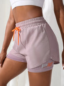 Shorts de Yoga Feminino de Cós Alto com Controle de Proximidade Elástico: Shorts de Corrida, Calça Dois em Um (Falso Duas Peças)