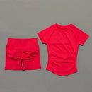 Conjunto Fitness Manga Curta e Short Seamless (2 Peças)