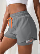 Shorts de Yoga Feminino de Cós Alto com Controle de Proximidade Elástico: Shorts de Corrida, Calça Dois em Um (Falso Duas Peças)